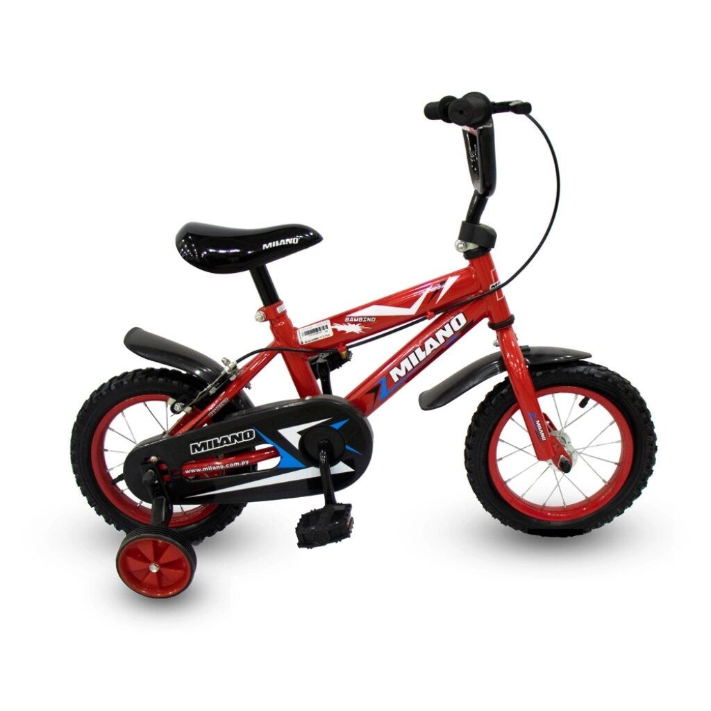 Bicicleta infantil rosa con ruedines, asiento y cesta blancos, sobre fondo blanco.