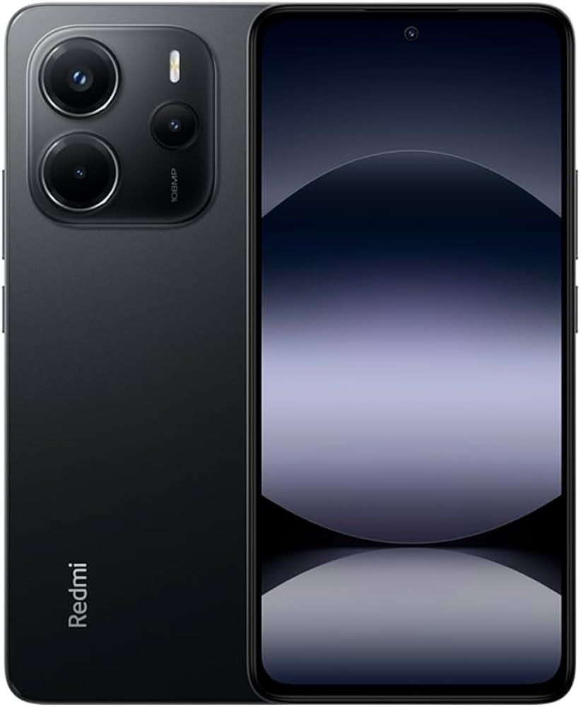 Smartphone Xiaomi azul mostrado por delante y por detrás, con triple cámara trasera y pantalla con acabado degradado.