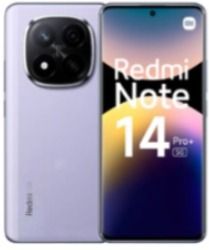 Smartphone Redmi Note 14 Pro+ 5G, vista frontal y trasera en azul claro.