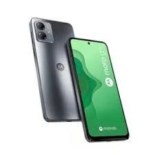 Parte frontal y trasera del smartphone Motorola, acabado en negro, con cámaras traseras duales mostradas una al lado de la otra.