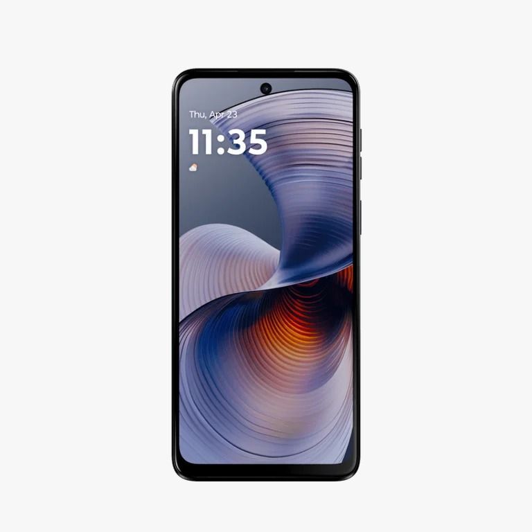 El smartphone Motorola Moto G se muestra tanto por delante como por detrás en color verde oscuro, con triple cámara trasera.