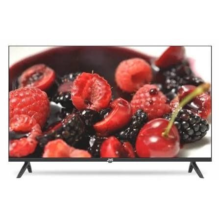 Televisor de pantalla plana que muestra un primer plano de fresas, frambuesas y moras en almíbar.
