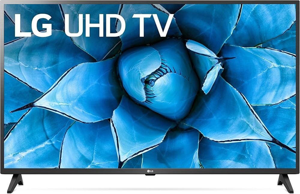 Televisor LG UHD que muestra una escena de un bosque otoñal de color amarillo brillante.