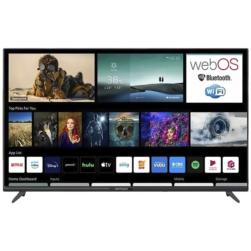 Pantalla de inicio de Smart TV con aplicaciones de streaming y webOS, mostrada con un banner promocional del Black Friday.