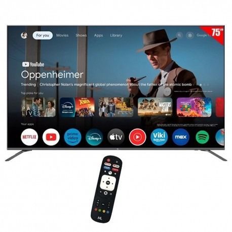 Logotipo de Netflix en una pantalla de televisión negra con fondo amarillo.