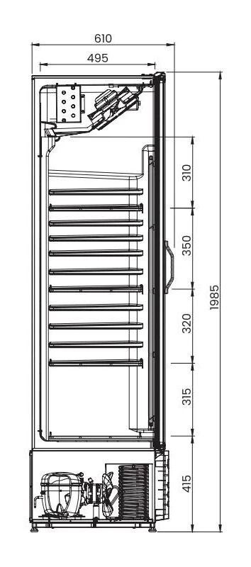 Refrigerador expositor blanco con puerta de cristal Uğur sobre fondo liso