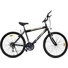 Bicicleta de montaña verde y negra sobre un fondo blanco