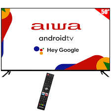 Reproductor multimedia inteligente AIWA 4K rojo con iconos de Netflix, YouTube, Facebook y Wi-Fi.