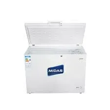 Congelador horizontal Midas blanco con la tapa abierta, vista frontal