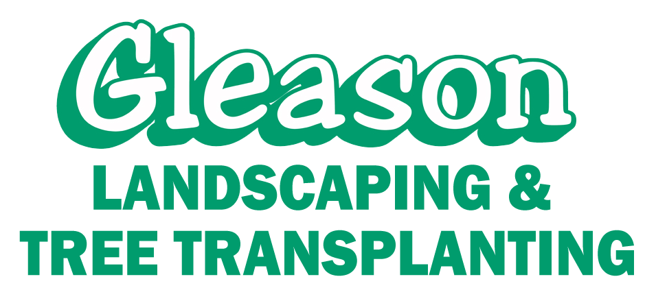 Gleason Landscaping & Tree Transplanting logo in green and white