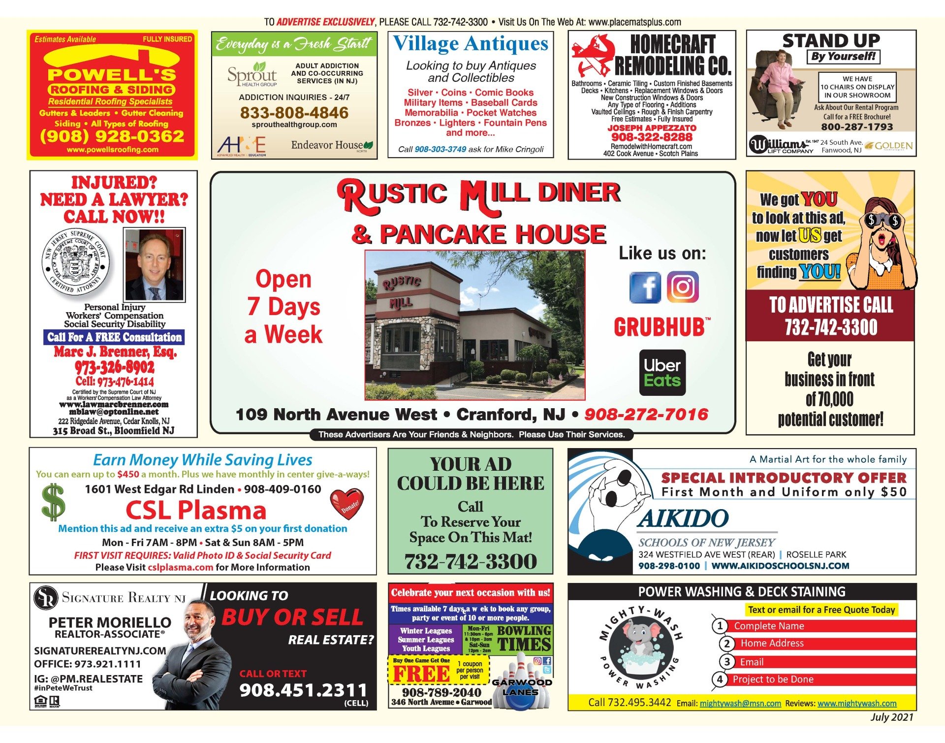 Advertising Placemat Company Northern, NJ Placemats Plus Service