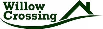 The logo for willow crossing is green and has a triangle on it.