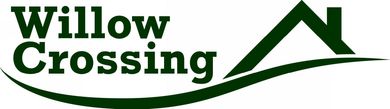 The logo for willow crossing is green and has a triangle on it.