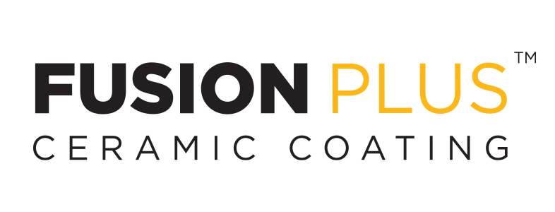FUSION PLUS Ceramic Coating logo in black and gold text on a white background
