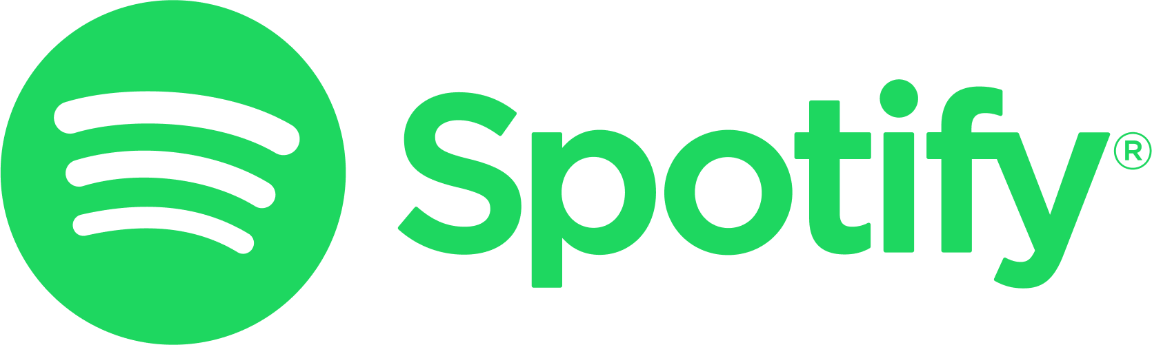 Spotify logo: Green circle with three curved lines and the word 