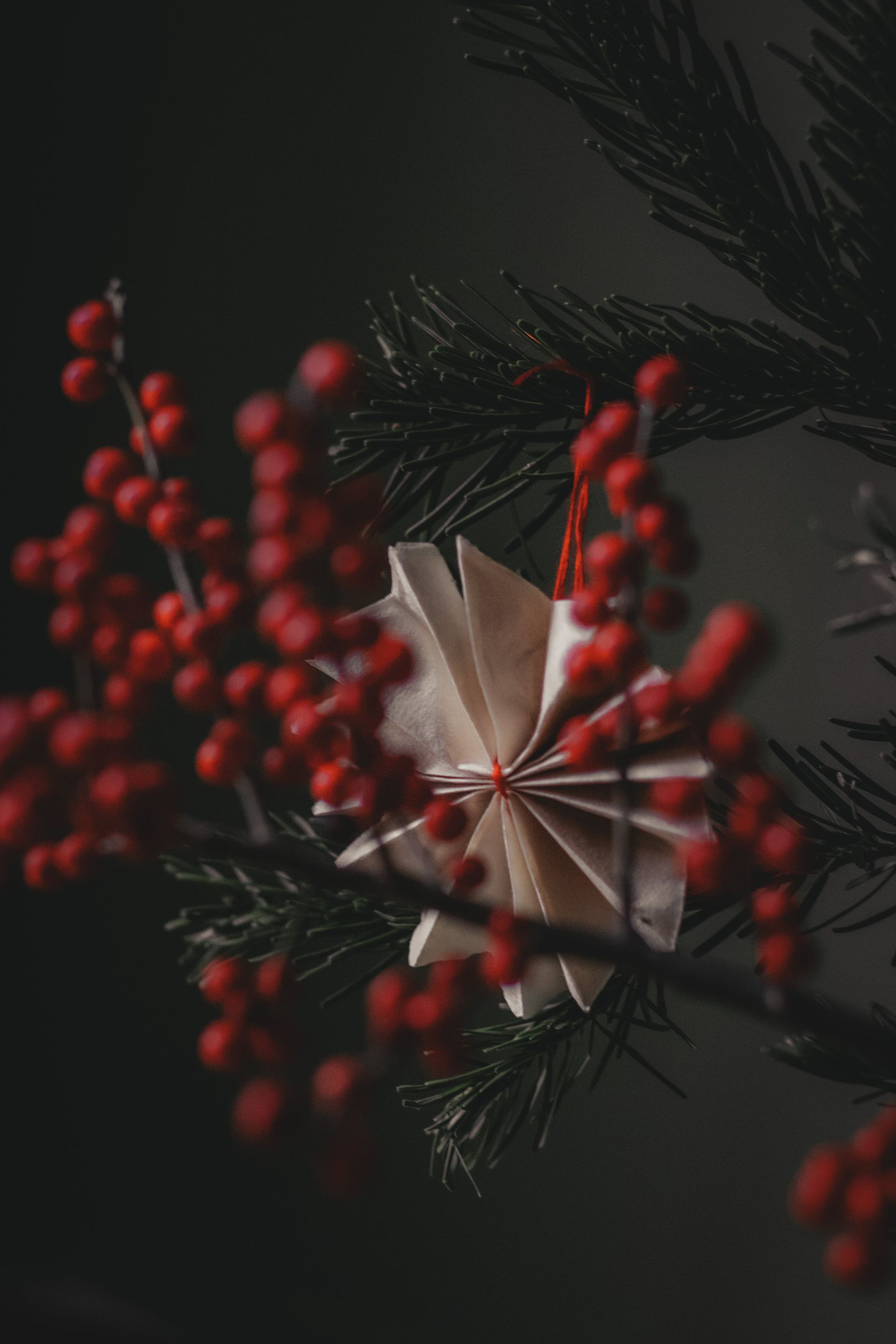 Handmade Christmas decoration with artificial berries