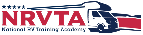 NRVTA logo with RV graphic, red lettering, and stars. 