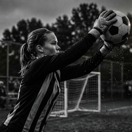 Waco youth female goalkeeper catching a soccer ball at The Goalkeeper Lab training session