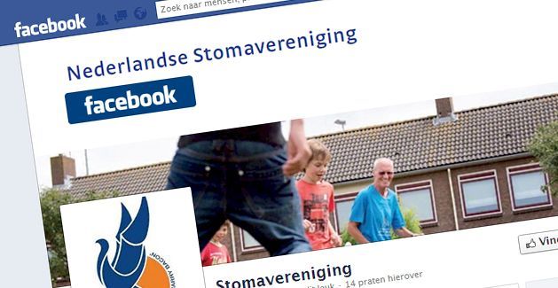 Facebookpagina van de Nederlandse Stomavereniging met een fotomontage van mensen op straat.