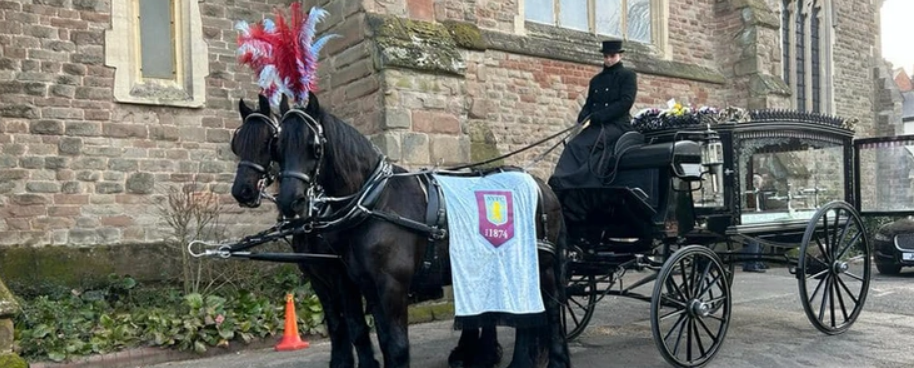 Black Horses, Black Carriage, Aston Villa Plumes and Coat