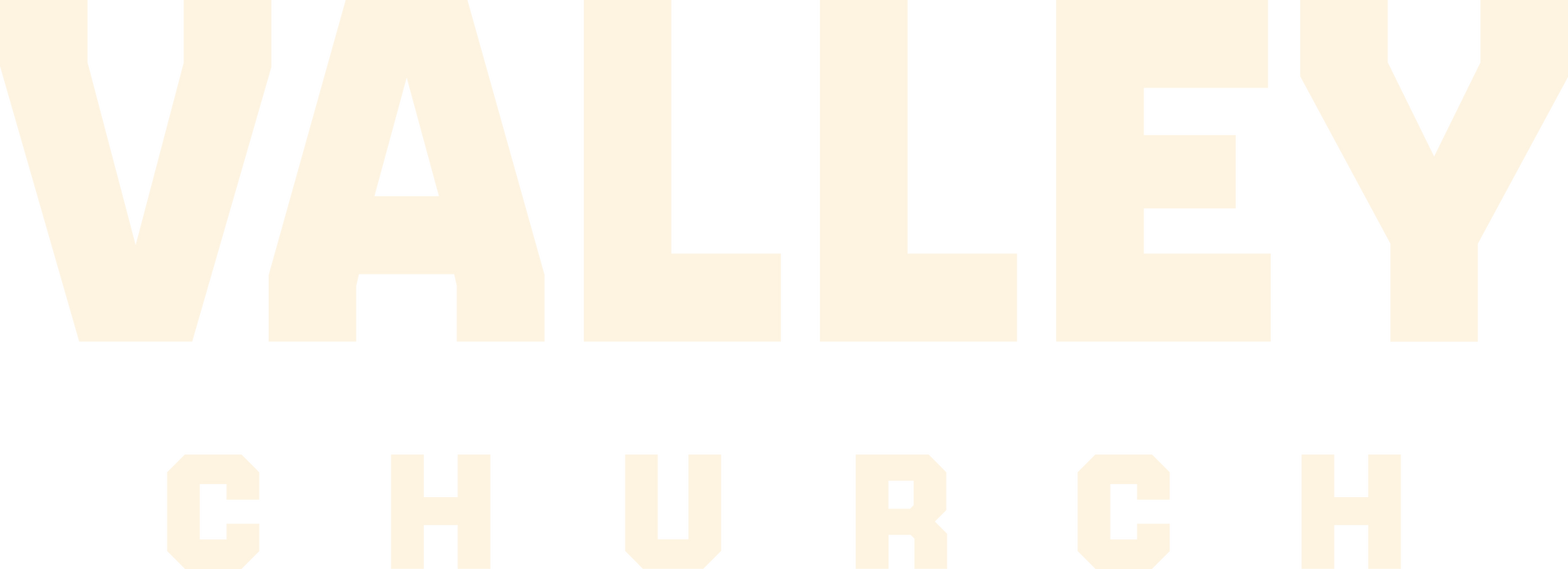 Faded beige “Valley Church” text logo on a white background