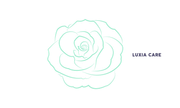 Mint outline of a rose logo with the text “LUXIA CARE” on a white background
