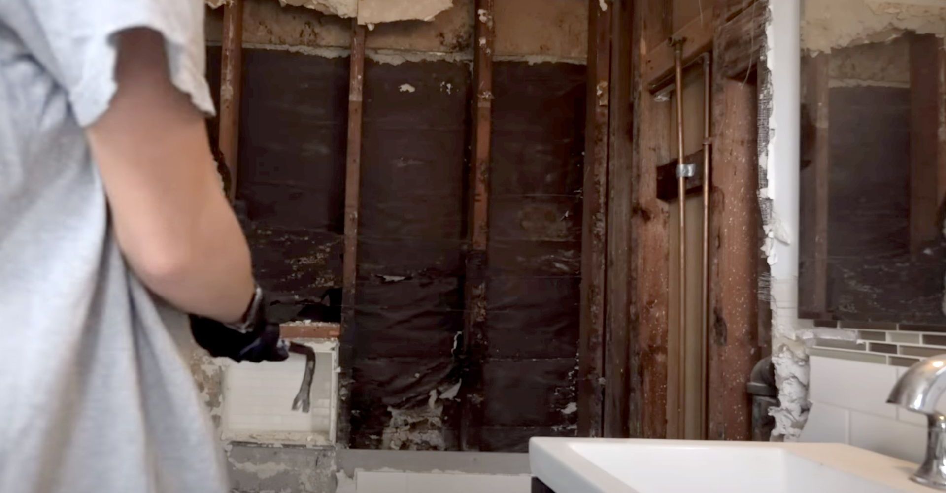 bathroom renovation in progress in Grand Rapids, Michigan
