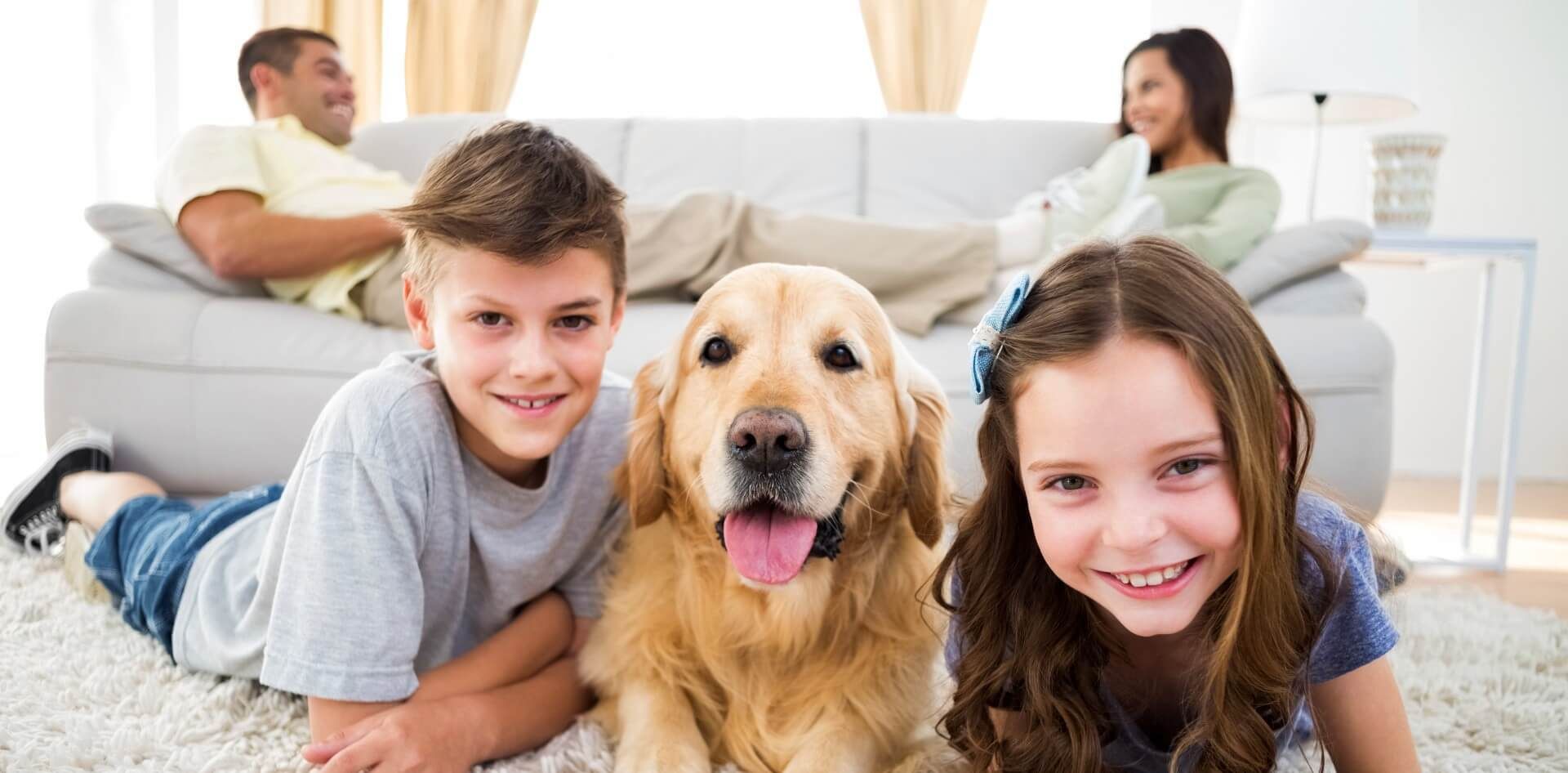 Family of five enjoying their fresh indoor air quality free from pollution