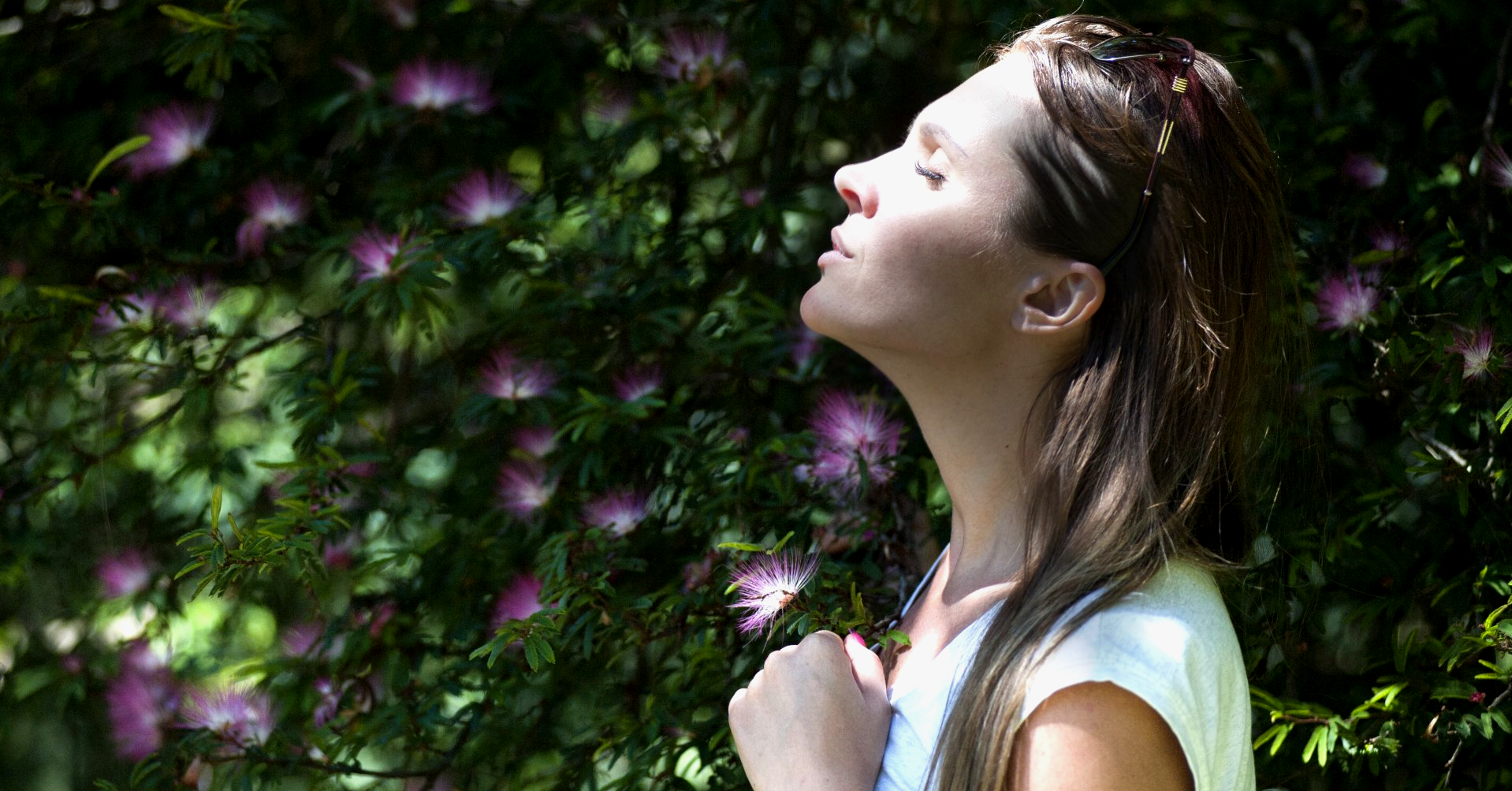 woman breathing fresh outdoor air