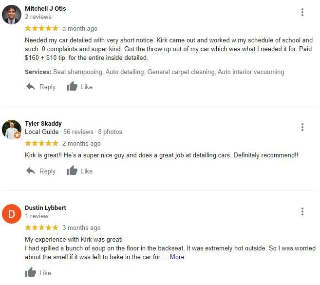 Kirk's detail online reviews car detailing