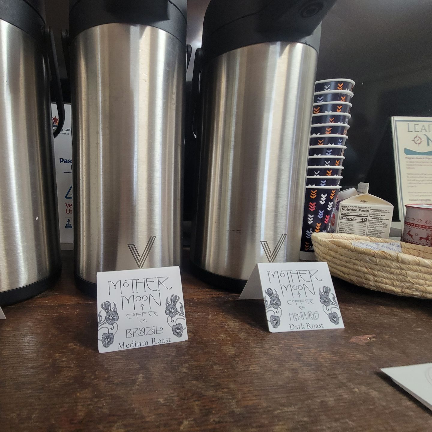 Mother Moon Coffee Company provides delicious, hot coffee at each month's NEK Chamber Coffee hour.