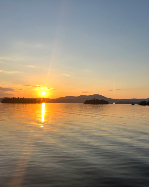 The sun seen over Lake Memphremagog in Northern Vermont.