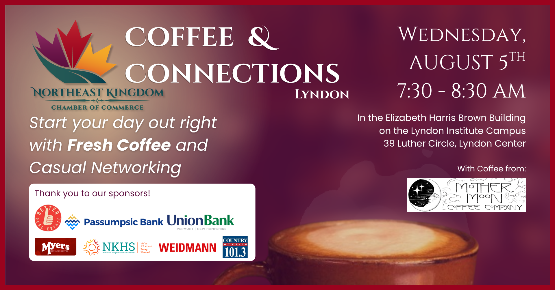 Hear from Northeast Kingdom Human Services Wednesday May 6th at the next Coffee & Connections from the NEK Chamber of Commerce.