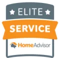 HomeAdvisor Elite Service badge with stars and an orange banner.