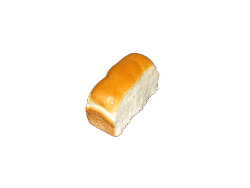 A loaf of white bread on a white background