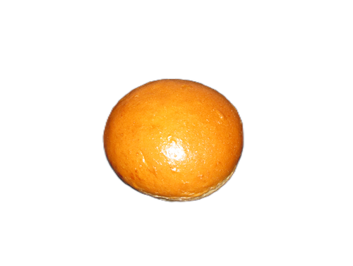A small orange ball on a white background