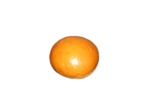 A close up of an orange on a white background