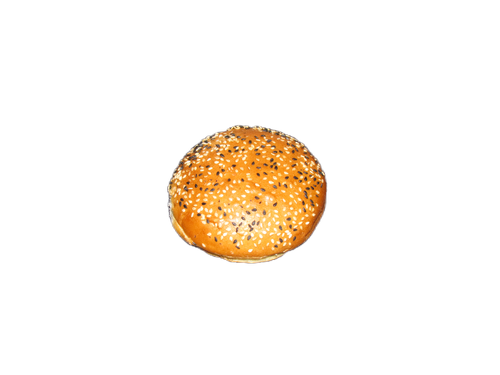 A bun with sesame seeds on it on a white background.