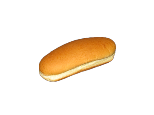 A hot dog bun is sitting on a white surface