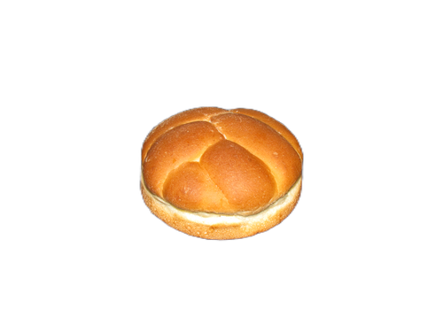 A close up of a bun on a white background