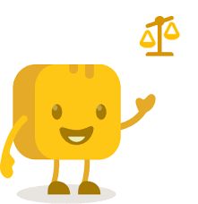 A cartoon illustration of a yellow box with arms and legs