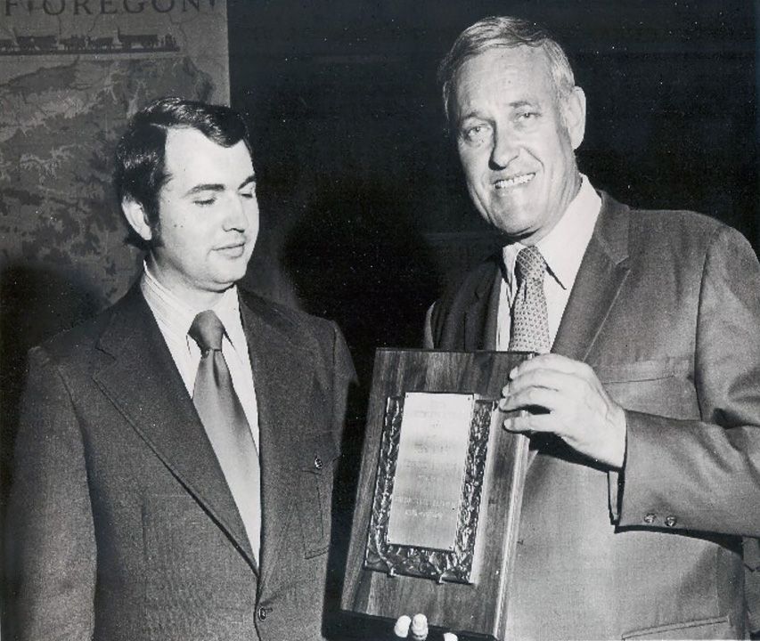 Accepting the “Marketing Firm of the Year Award” from Oregon Gov. Tom McCall.