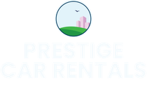 Prestige Car Rentals logo with a circular landscape icon above the name