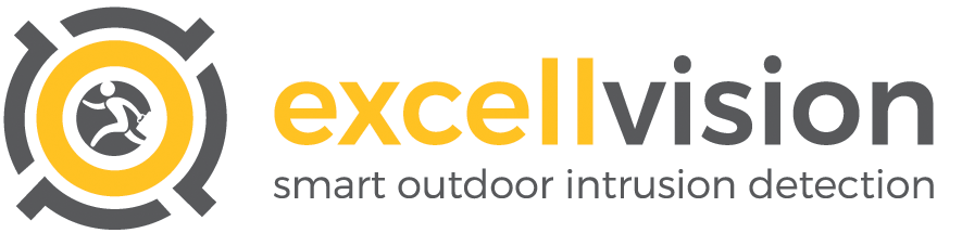 Logo voor Excellvision, met een gele cirkel met daarin een rennende figuur en de tekst 