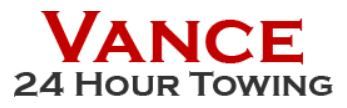 VANCE logo with red text over black