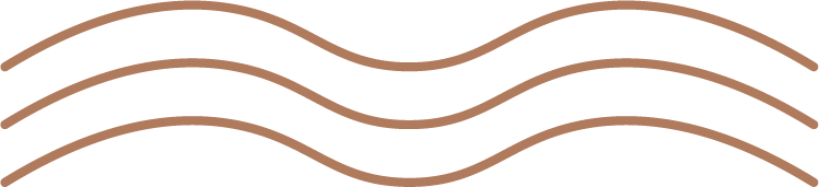 A drawing of three waves on a white background.