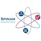 Het logo "SPINAM" met een gestileerde blauw-rode atoomgrafiek met pictogrammen en richtingpijlen.