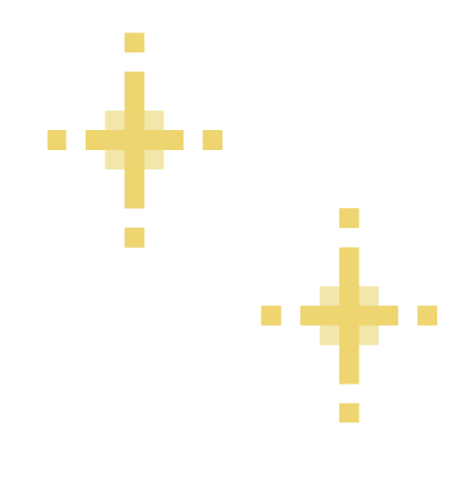 Two yellow sparkles on a white background