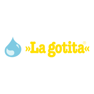 Logotipo de gota de agua azul con texto amarillo “La gotita” sobre fondo blanco