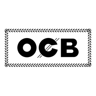 Logotipo negro de OCB en un borde rectangular decorativo.